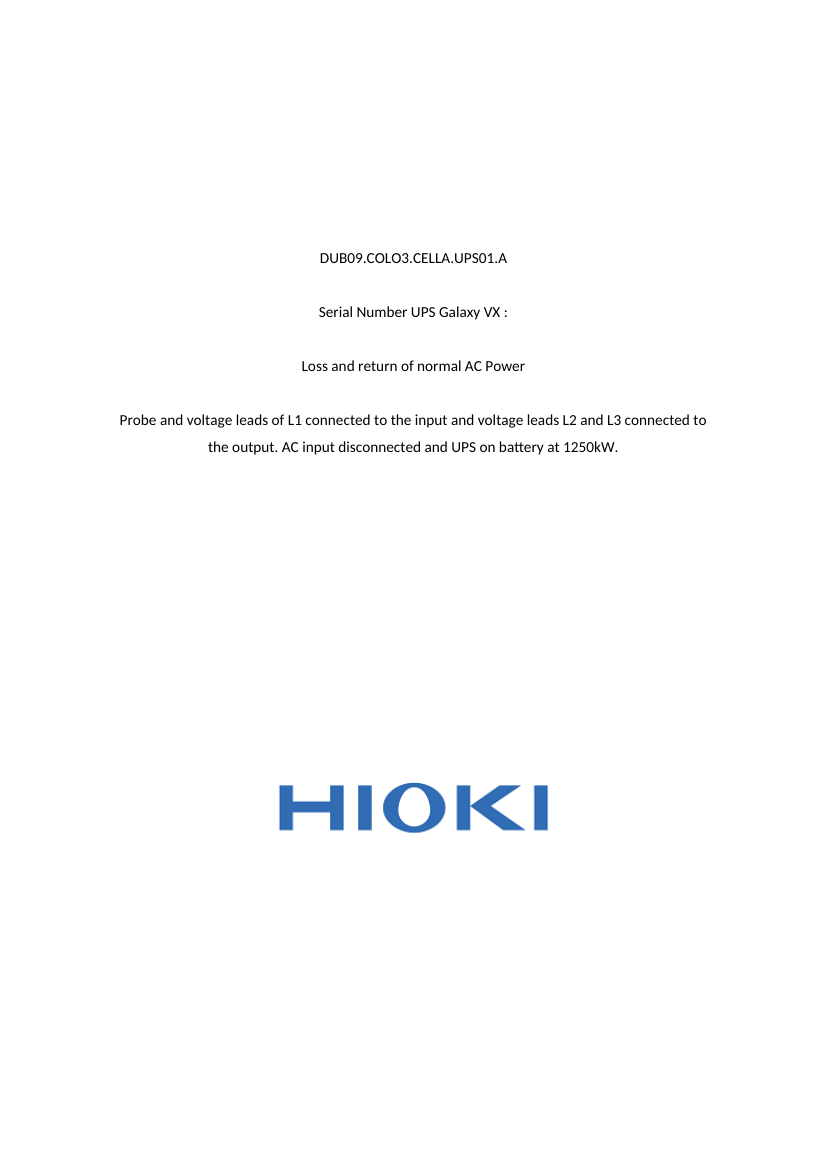 DUB09 loss of AC supply test