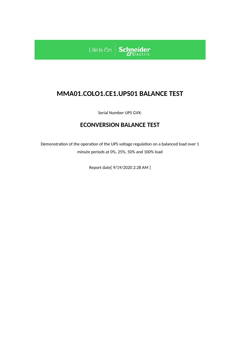 UPS verification report